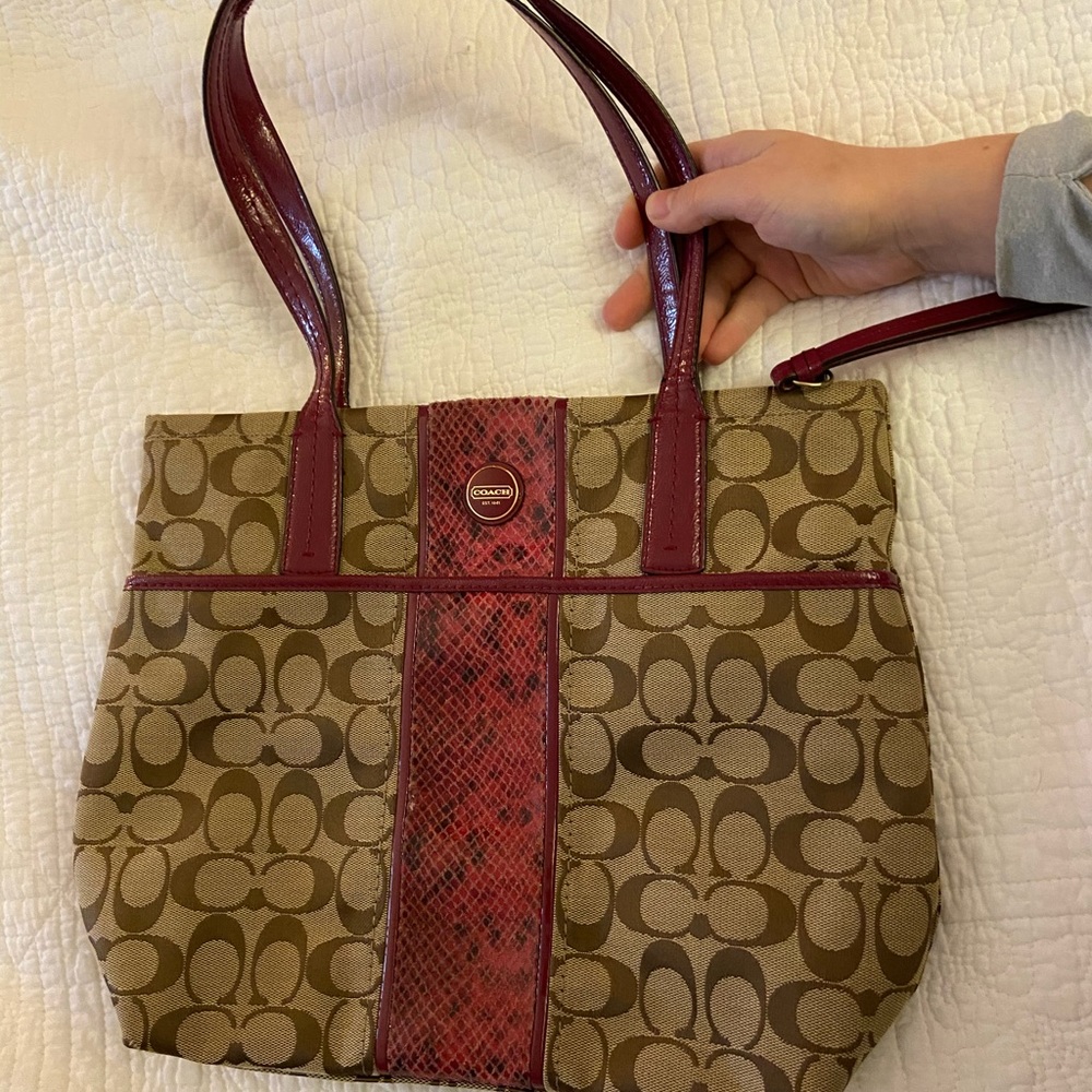 Brown and pink Coach Purse